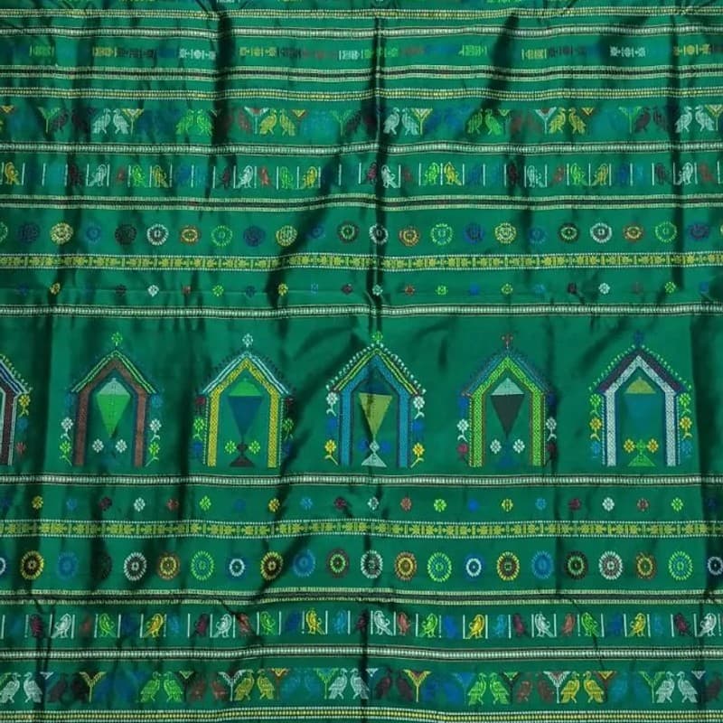 Blue Dolabedi Bomkai Silk Saree view 1