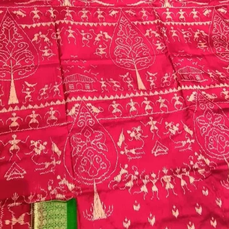 Sambalpuri Tribal Art Bandha Silk Saree view 1