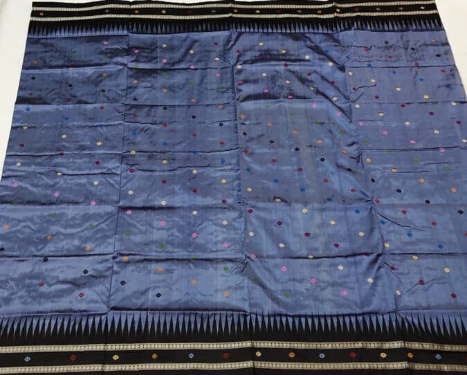 Dolabedi Cerulean Blue Black Pure Silk Saree thumbnail 3