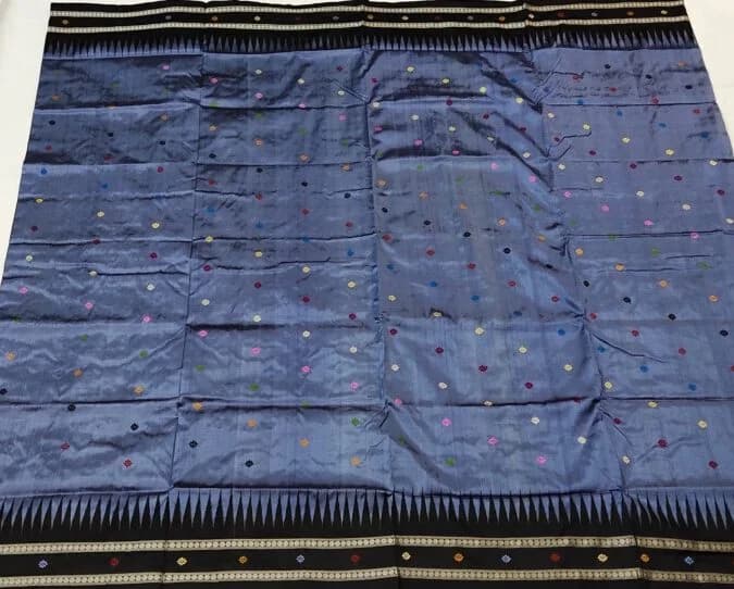 Dolabedi Cerulean Blue Black Pure Silk Saree thumbnail 3