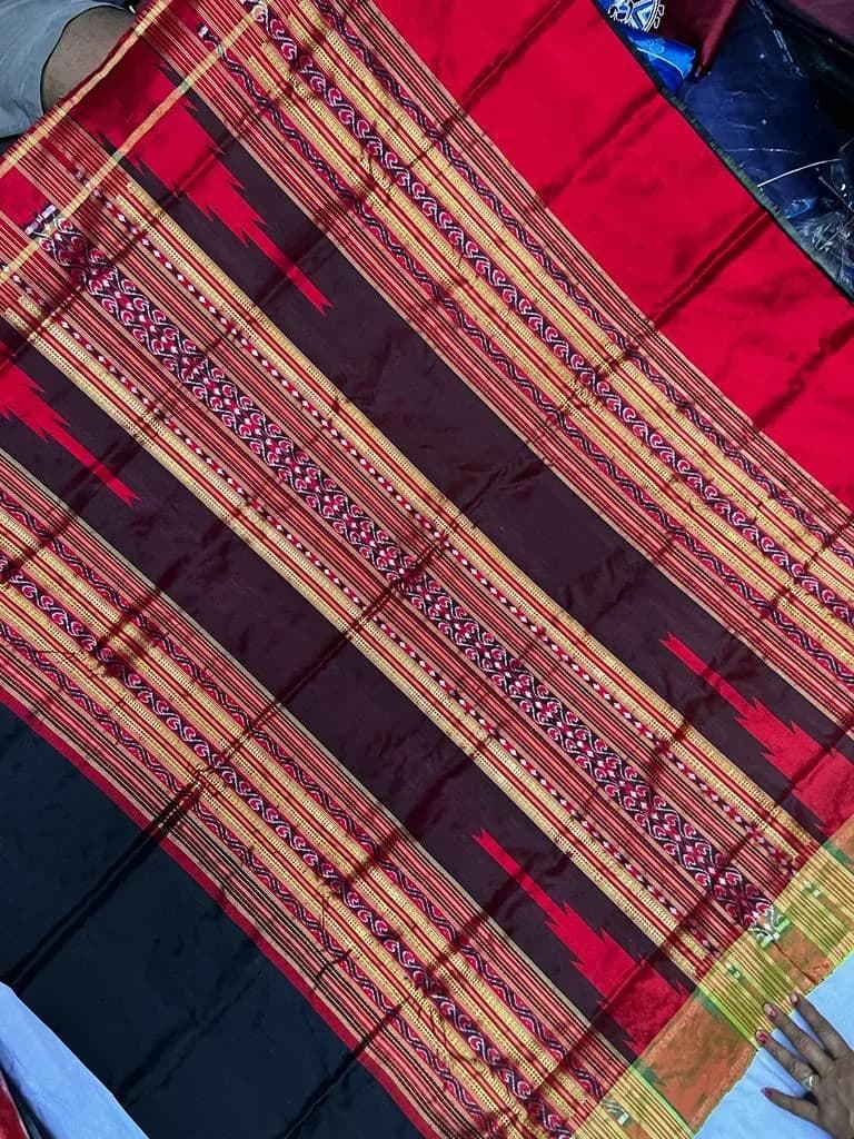 Sambalpuri Half Tissue Phodakumbha Silk Saree thumbnail 2