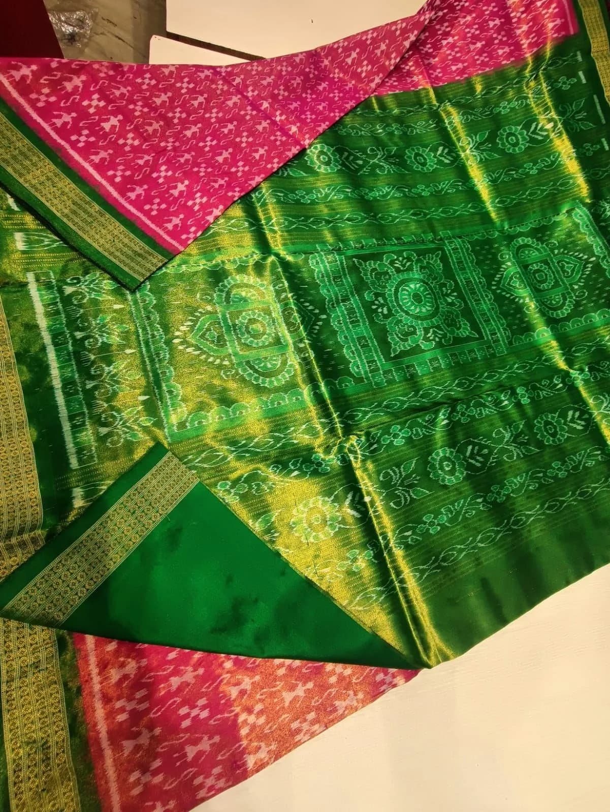 Sambalpuri Tribal Art Full Body Tissue Silk Saree thumbnail 2