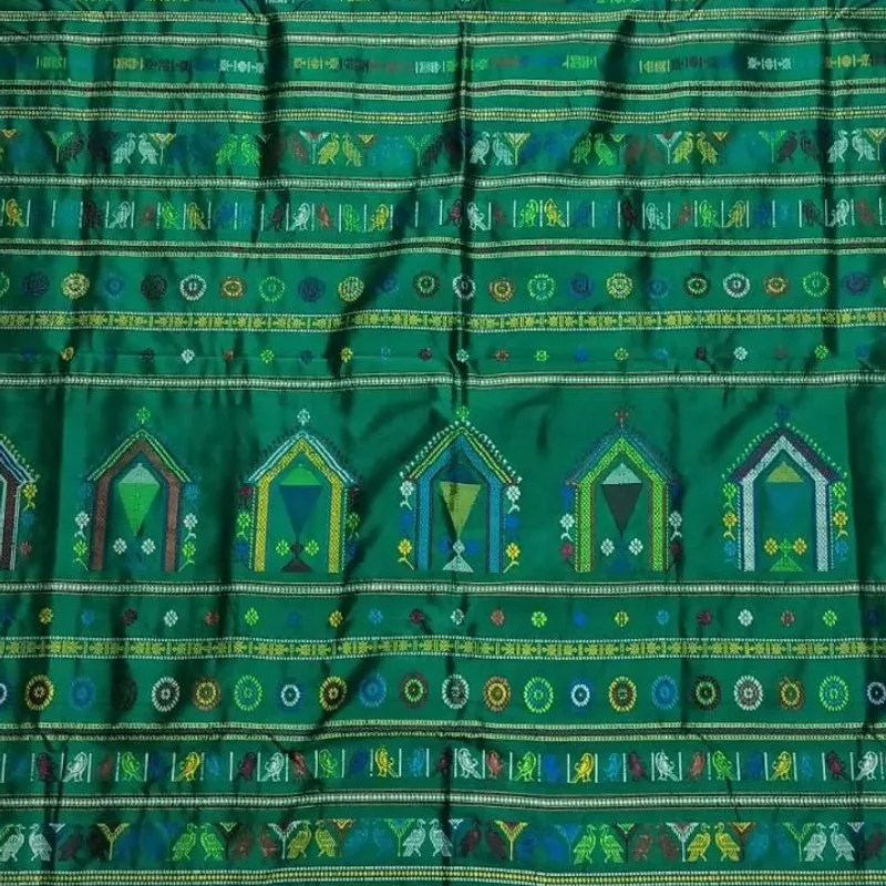 Blue Dolabedi Bomkai Silk Saree