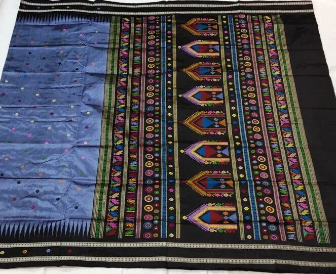 Dolabedi Cerulean Blue Black Pure Silk Saree thumbnail 2