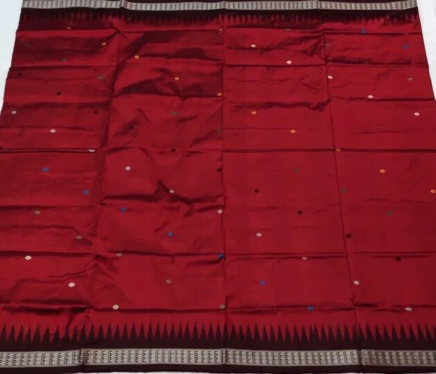 Red Dolabedi Bomkai Silk Saree thumbnail 3