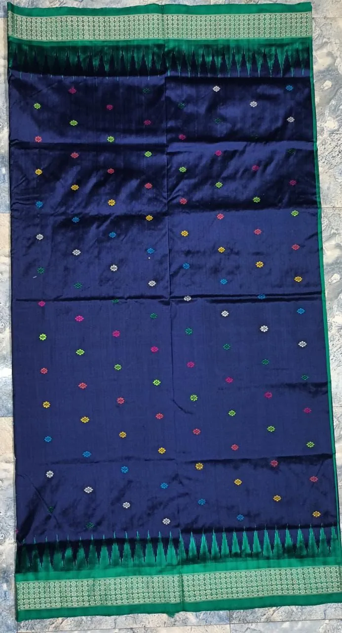 Blue Dolabedi Bomkai Silk Saree thumbnail 2