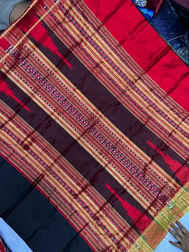 Sambalpuri Half Tissue Phodakumbha Silk Saree thumbnail 2